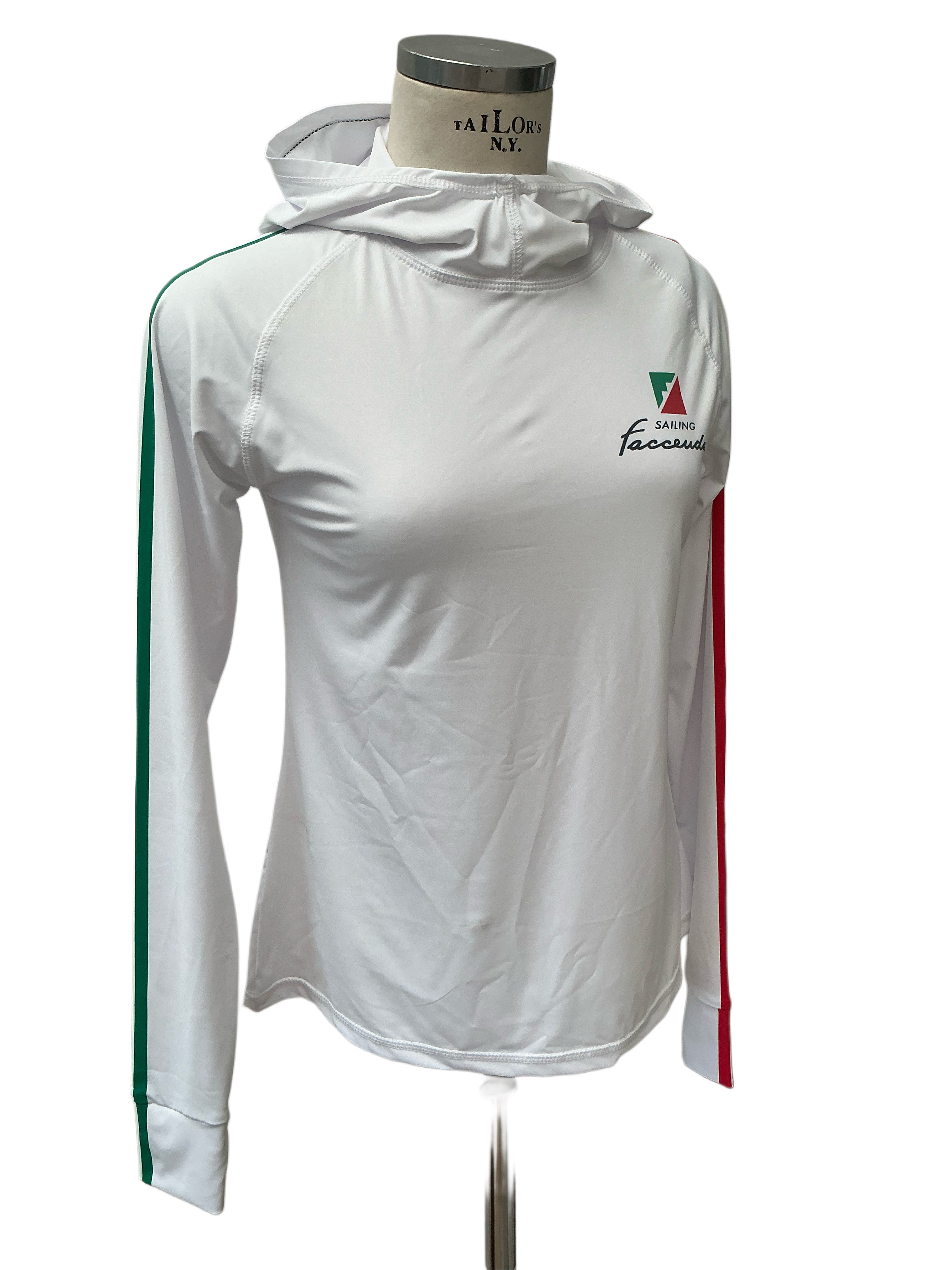 Women’s lightweight White rash guard l whit hood