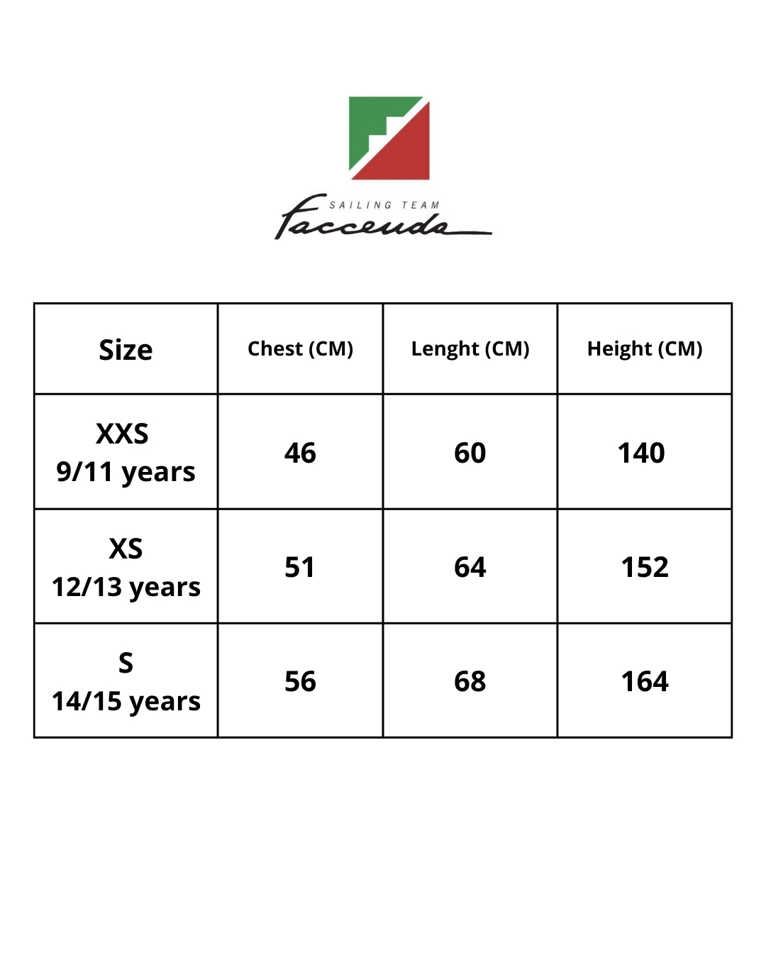 Tabella taglie felpa junior